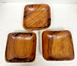 3 Vintage Monkey Pod Wood Hand Crafted Serving Salad Bowls Dishes 5 1/2"... - $28.22