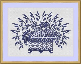 Monochrome Fruit Bowl 2 Bananas Pineapple Cross Stitch Crochet Pattern PDF - $4.00