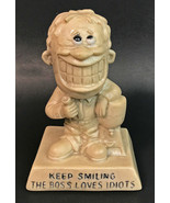 Vintage 1970 Wallace &amp; Berrie Keep Smiling The Boss Loves Idiots Figurine - £10.06 GBP