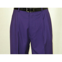 Mens Apollo  King  Banded Collarless suit Chinese Mandarin Wide leg AG95 Purple image 10