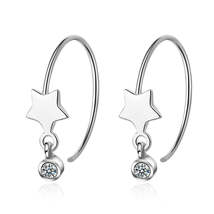 Cubic Zirconia &amp; Silver-Plated Star Hoop Earrings - £10.47 GBP