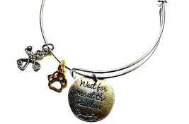 New Pet Memory Bracelet Gold Paw&quot;Wait For Me at the RAINBOW BRIDGE&quot; Brac... - £13.22 GBP