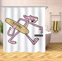 Pink Panther Print Waterproof Shower Curtain Polyester Bathroom Decor Curtain70&quot; - £13.28 GBP+