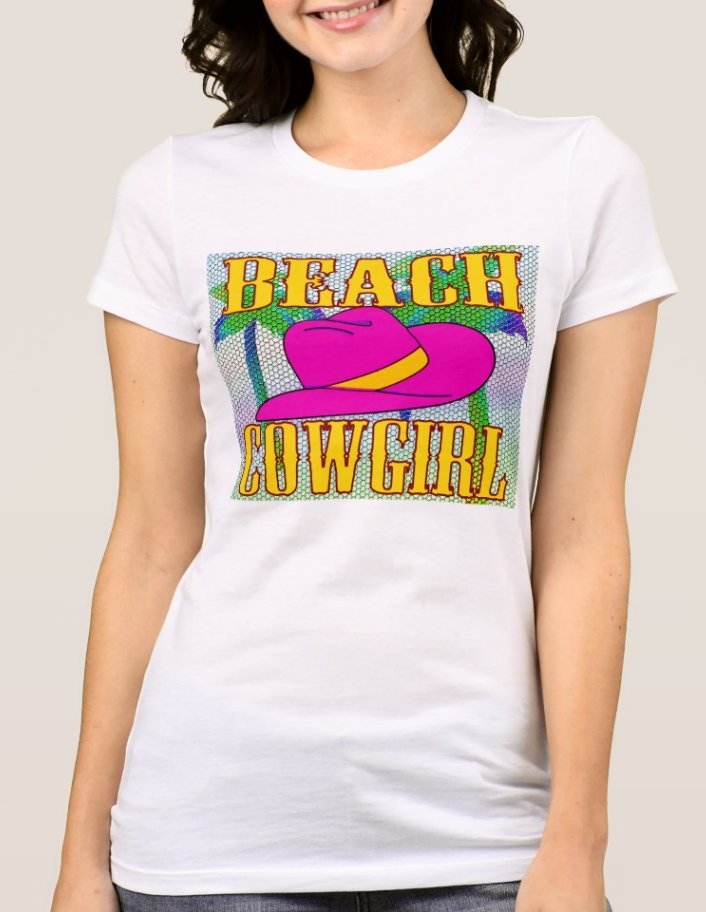 Beach Cowgirl Tee Shirt - White - Women's