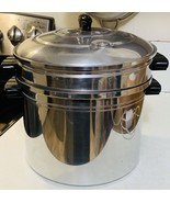 West Bend 8 Qt Stock Pot With Steamer Strainer Vintage Laurel Aluminum Ware - $79.99