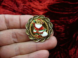 (BR-257)  Santa Claus winter Christmas circle pin pendant brooch - $17.49