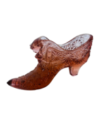 Fenton Art Glass Shoe Figurine Secret Slipper pink cat kitten opalescent... - £23.69 GBP