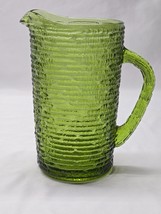 Anchor Hocking SORENO AVOCADO Glass Pitcher RARE 28oz Textured Retro Mid... - $18.77