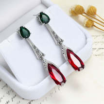Green & Rose Crystal Drop Earrings - $13.99