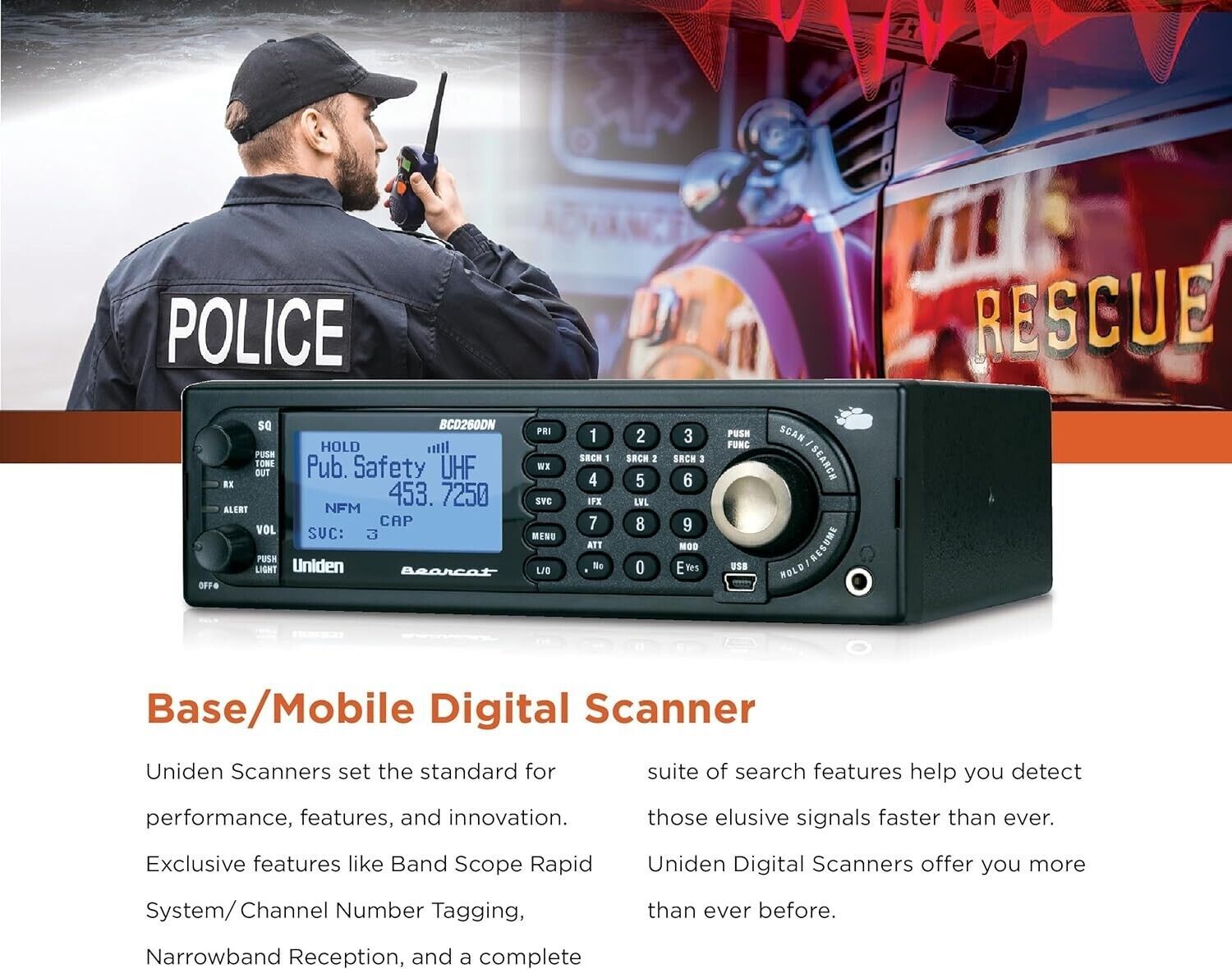 UNIDEN BEARCAT BCD260DN BASE/MOBILE DIGITAL POLICE EMS WEATHER RADIO SCANNER NEW