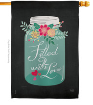 Filled With Love House Flag Valentine 28 X40 Double-Sided Banner - £29.55 GBP