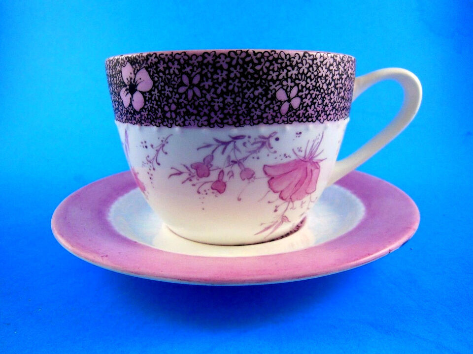 Vintage Bone China Cup &amp; Saucer Flowers Inside &amp; Out Gibson Elite RARE - $14.84