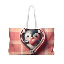 Personalised/Non-Personalised Weekender Bag, Cute Penguin, Valentines Day, Large - £38.44 GBP