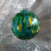 Hanging Glass Ball 3&quot; Diameter Green, Aqua &amp; Yellow Witch Ball (1) WB338 - €13,09 EUR