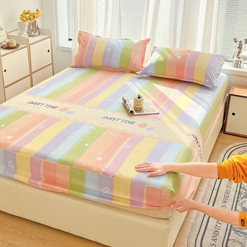 Skin Friendly Rainbow Flat Sheet Adult and Child Fitted Bed Sheets King ... - $20.20+