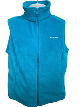 Columbia tailored sleeveless turquoise fleece full zip vest pockets size... - $27.92