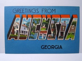 Greetings From Augusta Georgia Large Letter Linen City Postcard Tichnor Unused - £8.47 GBP