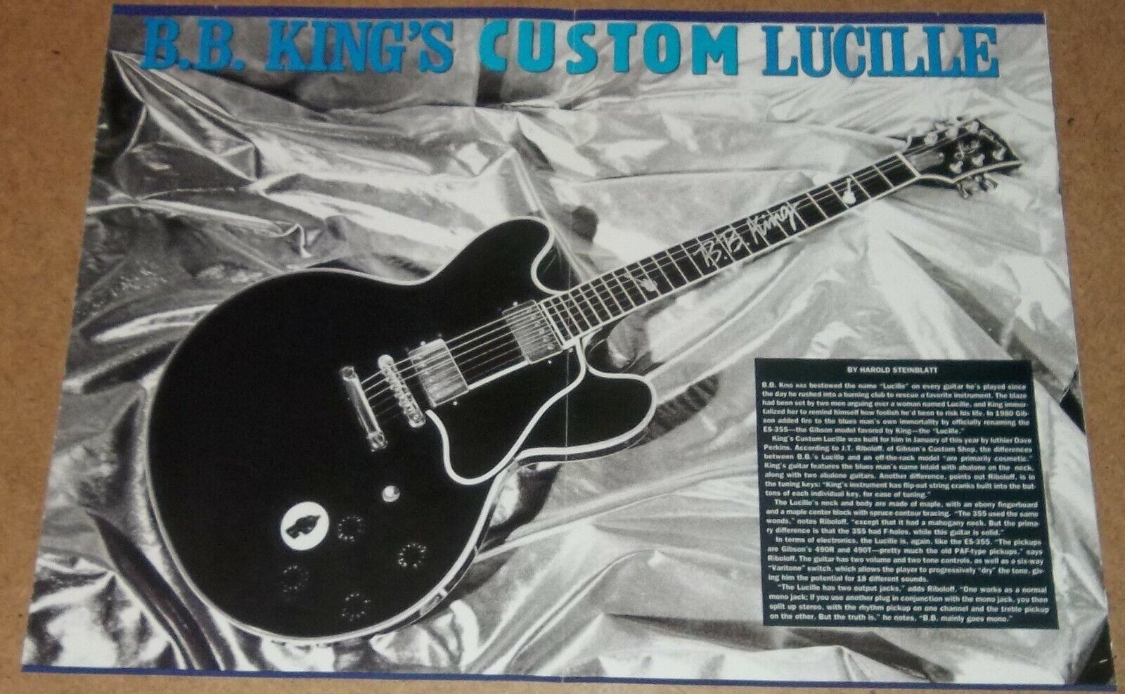 B.B. King's Custom Gibson ES-355 Lucille guitar + Joe Satriani centerfold poster - $4.23