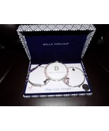 Bella Perlina European 3 Bangle Silver Charm Bracelet Set &quot;Hope Love Str... - £29.27 GBP