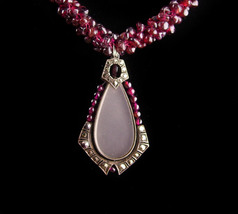 Antique VIctorian Camphor GLass genuine garnet necklace 100&#39;s of cts - $1,200.00