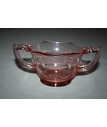 Vintage Pink Depression Glass 2 Handled Sugar Bowl Floral Etched Scallop... - £9.44 GBP
