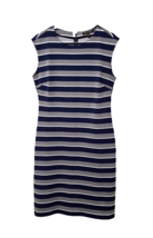 Banana Republic Blue Green White Striped Sheath Dress Sleeveless 10 - $18.00