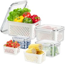 4 Pack Fridge Food Storage Container With Lids, Plastic, 4.15L+3.15L+1.7L+0.8L - $37.93