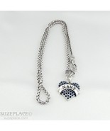 NEW NAVY BLUE CRYSTAL HEART CHARM SILVER NECKLACE HEART CLASP MILITARY A... - $14.80
