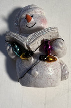 Brooch Pin Christmas  Singing Snowman Entwined in Lights White with Sparkles 1.5 - £4.62 GBP