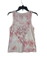 Lucky Brand Logo Print Tie Dye Tank Top Scoop Neck Stretch Medium Women Pink - £15.50 GBP