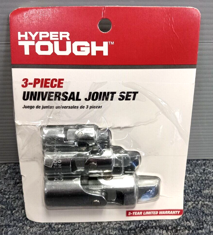 Hyper Tough 3 Piece 1/4'', 3/8'', 1/2'' Universal Joint Socket Set CRV 8UC0004A - $9.99
