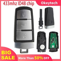 OkeyTech 3BT 43hz ID48 Chip Keyless Smart Car Remote Key For VW Pat B6 3C B7 Mag - £104.23 GBP