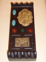 Antique Chinese Wood Brush Rest with Applied Stones - £157.86 GBP