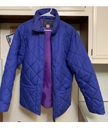 Vintage Fila Jacket Women&#39;s Medium Blue Magic Line Quilted Padded Vibran... - $56.09
