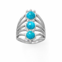 Blue Turquoise Reconstituted Polished 925 Sterling Silver Ring Gift Jewelry Sz 7 - £120.29 GBP