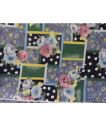 VINTAGE MULTI COLOR BLUE &amp; PINK FLORAL  COTTON FABRIC 3 YARDS - $11.97