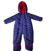 SNOZU Hooded Snowsuit Unisex Baby 9-12 Mo Puffer Bunting Blue Nylon Fleece Zip - £23.56 GBP