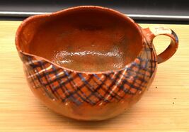 Vtg Handmade Redware Pottery Pitcher Creamer Made in Mexico Hatch Pattern - $29.99