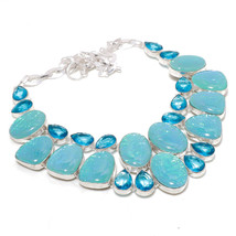 Australian Triplet Opal London Blue Topaz Gemstone Necklace Jewelry 18&quot; SA 4992 - £11.93 GBP