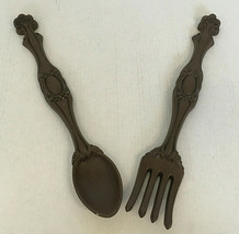 Vintage large ceramic wall hanging brown  fork and spoon country farmhou... - $361.28 MXN