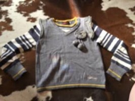Pre-owned CATIMINI Angora Blend Gray Sweater Crochet Flower Detail Strip... - $645.87 MXN