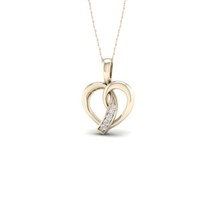 0.04CT Redondo Diamante Natural Nudo Collar con Corazón 14K Oro Amarillo Acabado - £116.80 GBP