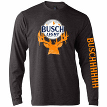 Busch Light Beer Deer Hunter Logo Long Sleeve Shirt Grey - £35.94 GBP