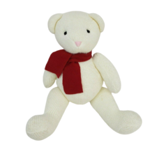 15&quot; POTTERY BARN KIDS KNITTED CREAM JOINTED TEDDY BEAR STUFFED ANIMAL PL... - $46.55