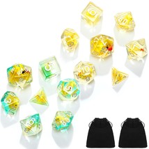 14-Die Rubber Ducks Dice, Resin Polyhedral Dice Set Filled With Animal, Ice Duck - £24.23 GBP