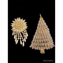 Vintage Hand Beaded Set Of Two Christmas Ornaments - £15.81 GBP