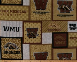 Fleece Western Michigan University WMU Broncos Fleece Fabric Print BTY wmchg1177 - £10.36 GBP
