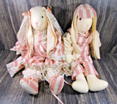 Vintage Handmade Muslin Long Eared Easter Bunny Rabbit Pink Dress Bloomers 25&quot; - £31.02 GBP