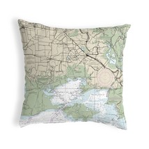Betsy Drake Vermilion Bay, LA Nautical Map Noncorded Indoor Outdoor Pillow 18x18 - £43.51 GBP