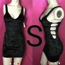 Black Velvet Sexy Bodycon Club Mini Dress~Size S NWOT - £23.28 GBP